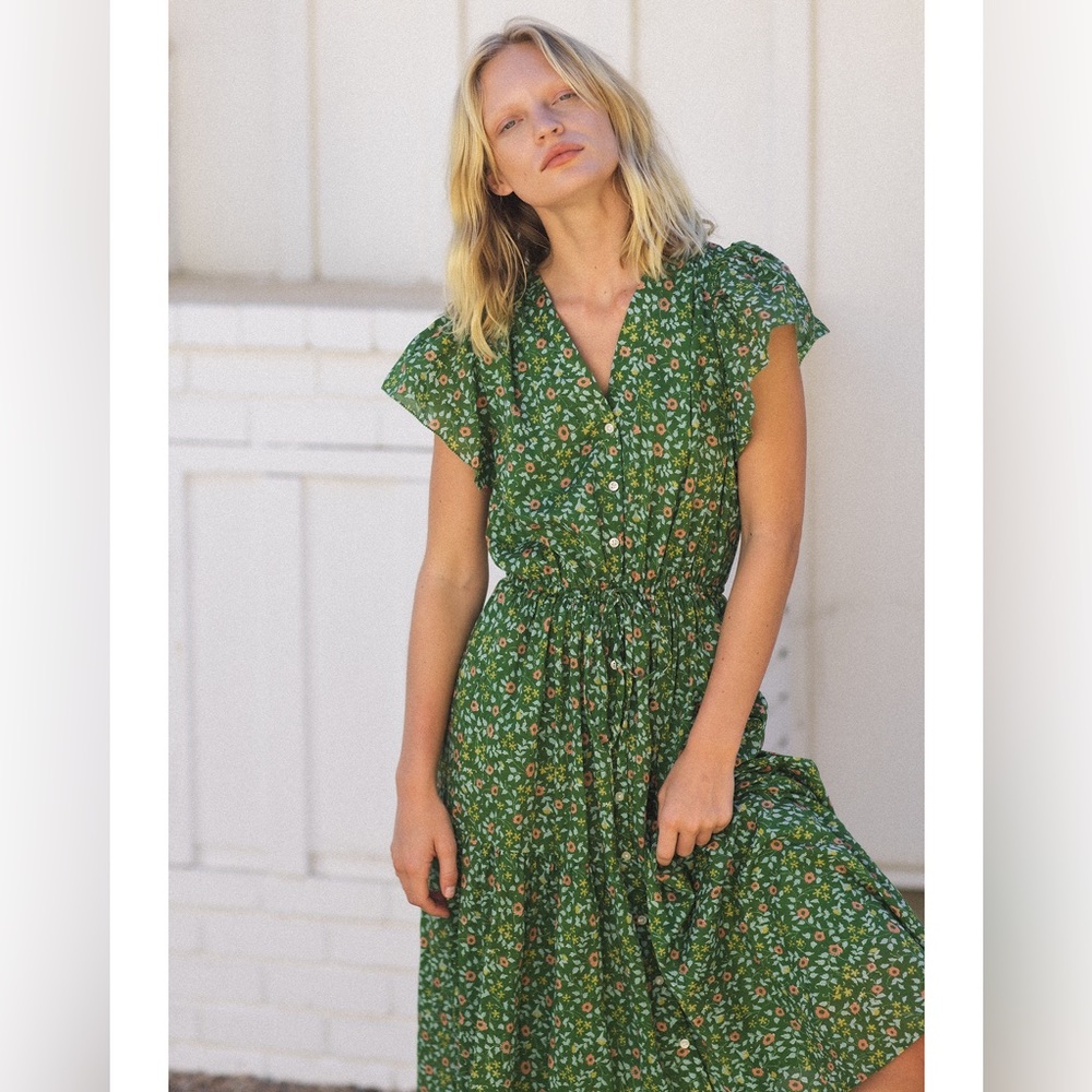 Tribals: Birds of Paradis Kristi Dress in Green Ivy